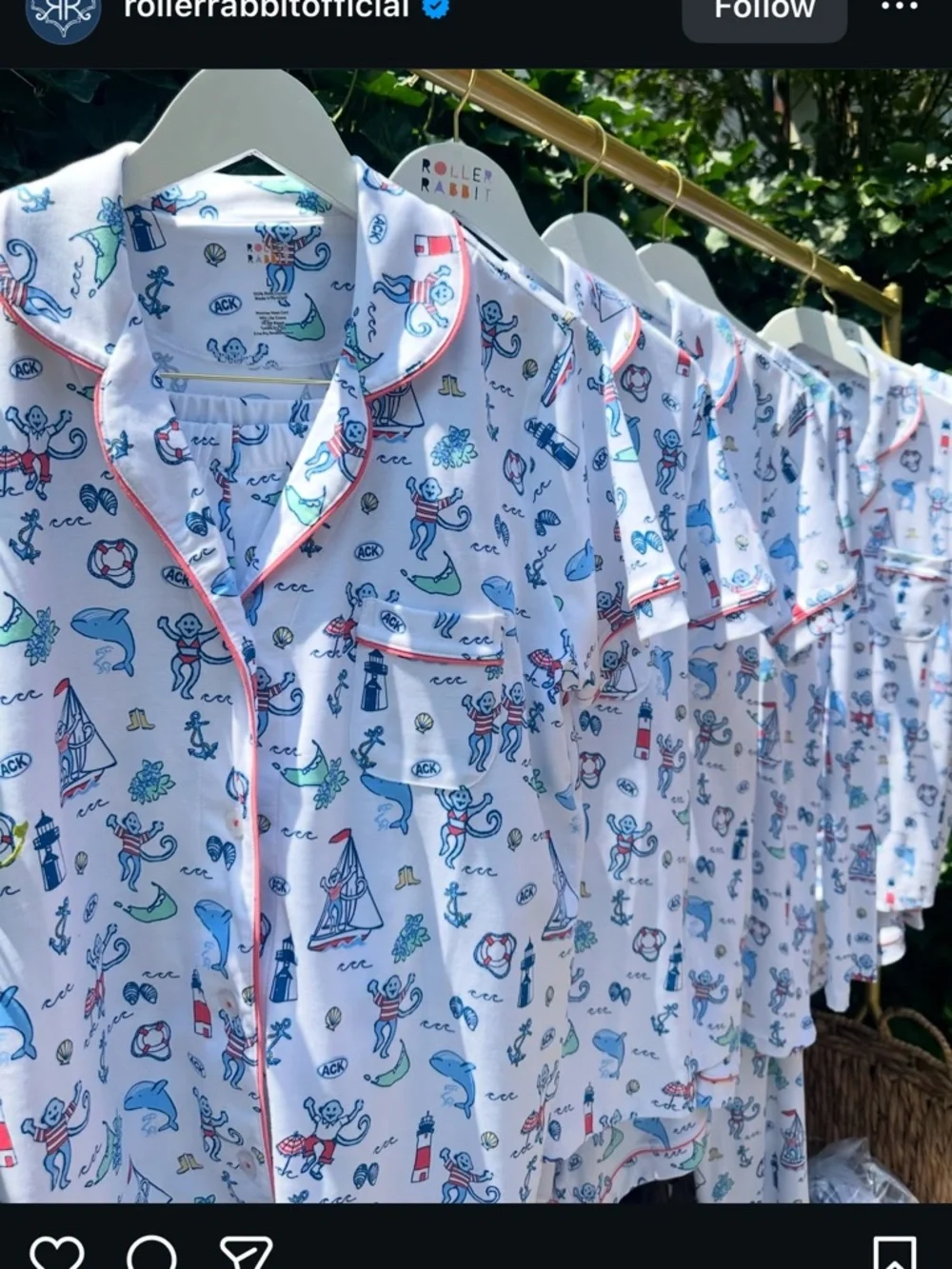 Rare Hamptons Roller Rabbit PJs - Picture 2 of 3